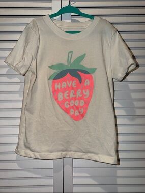 Cat & Jack Cream Tee with Pink Strawberry Graphic